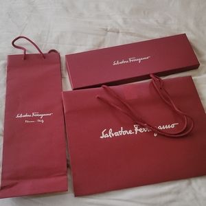 Salvatore ferragamo necktie box and 2 shopping bags
